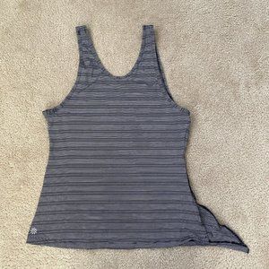 Athleta Tank Top Womens Small Blue White Side Tie Low Back Loose Fit Stripes Dot